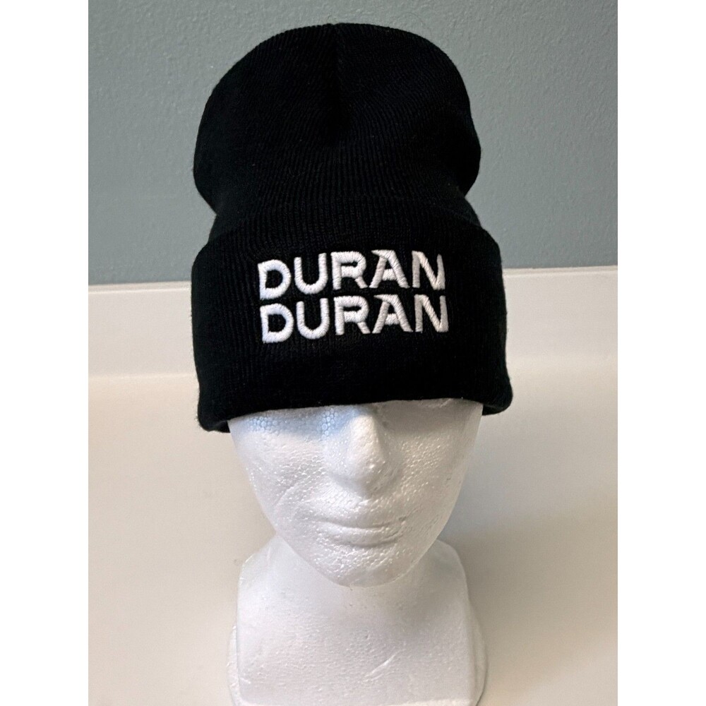Duran Duran Beanie Hat Black Embroidered Logo Cuffed Knit Unisex One Size